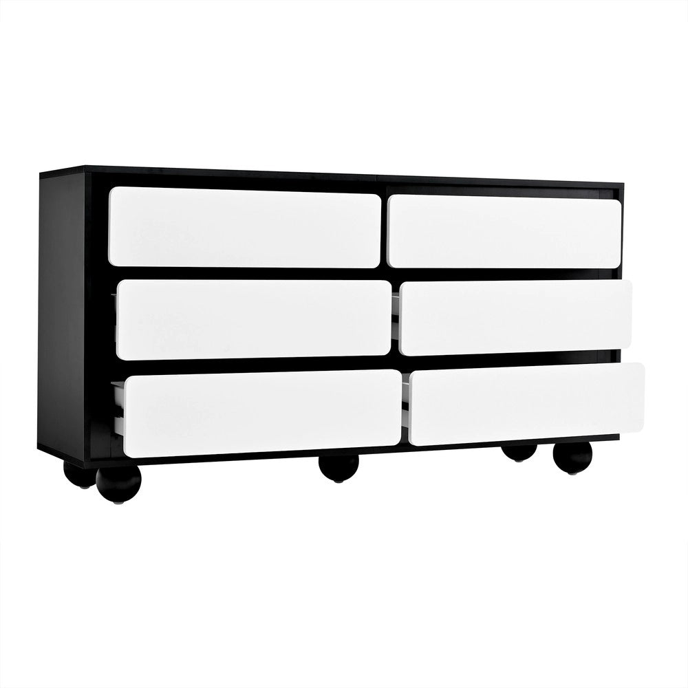 Cassettiera Credenza 6 Cassetti ¨C MINIMAL ¨C Bianco/Moderno 140x38x74,5cm