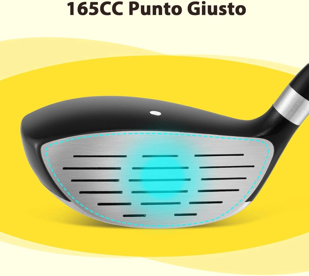 165CC Legno da Fairway Junior #3 per Bambini, Mazza da Golf Individuale per Ragazzi e Ragazze con Asta in Fibra di Vetro e Copritesta, Mano Destra, 34 Pollici, Età 8-10