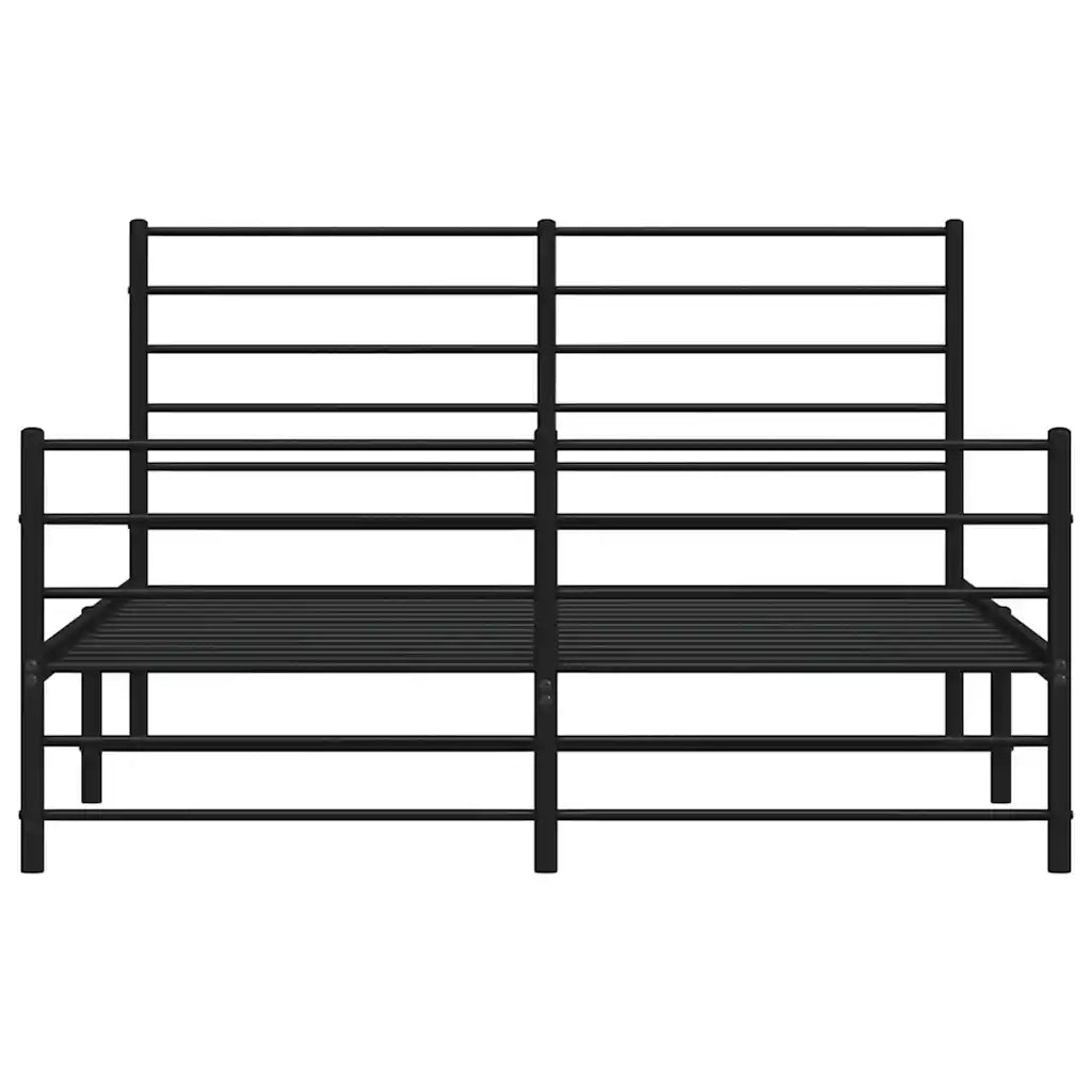 Giroletto con Testiera e Pediera Metallo Nero 120x200 cm 352335
