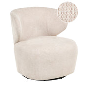 Poltrona d'accento Beige Poliestere Rivestita Girevole Moderna Grande Seduta Quadrata Schienale Curvo