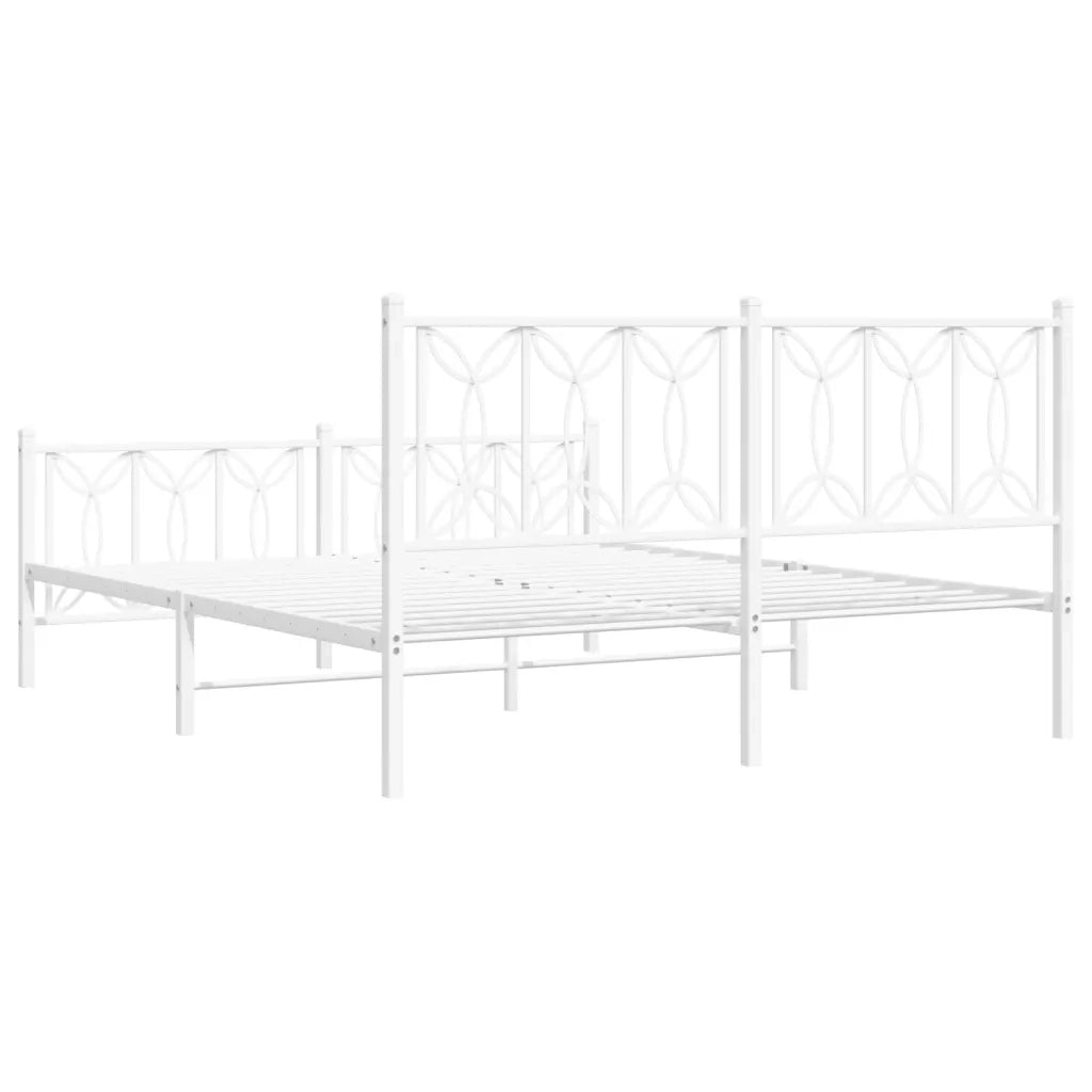 vidaXL Giroletto con Testiera e Pediera Metallo Bianco 150x200 cm