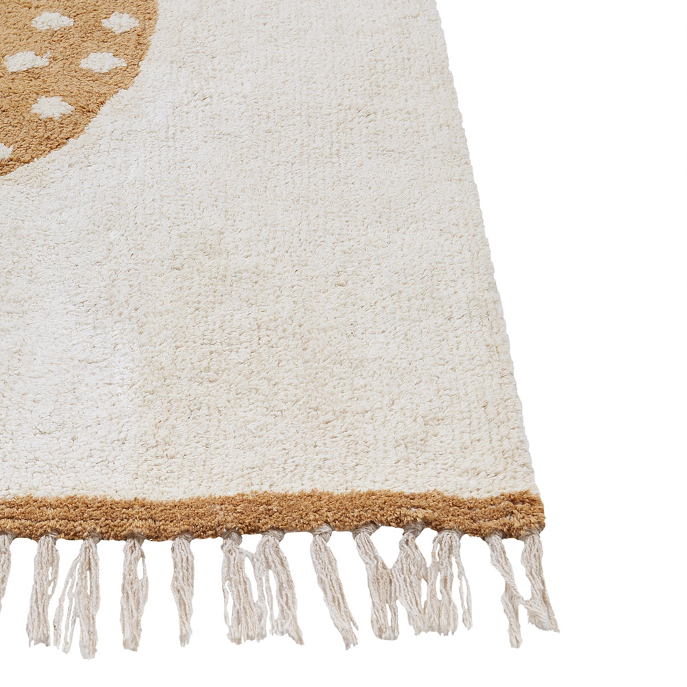 Tappeto in cotone bianco sporco con motivo a pera multicolore rettangolare 140 x 200 cm cameretta boho classico