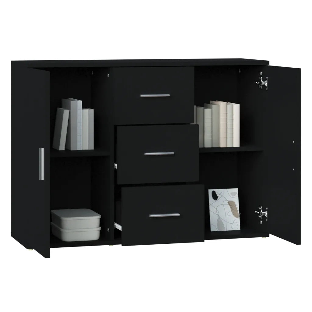 Credenza Nera 91x29,5x65 cm in Legno Multistrato 823343