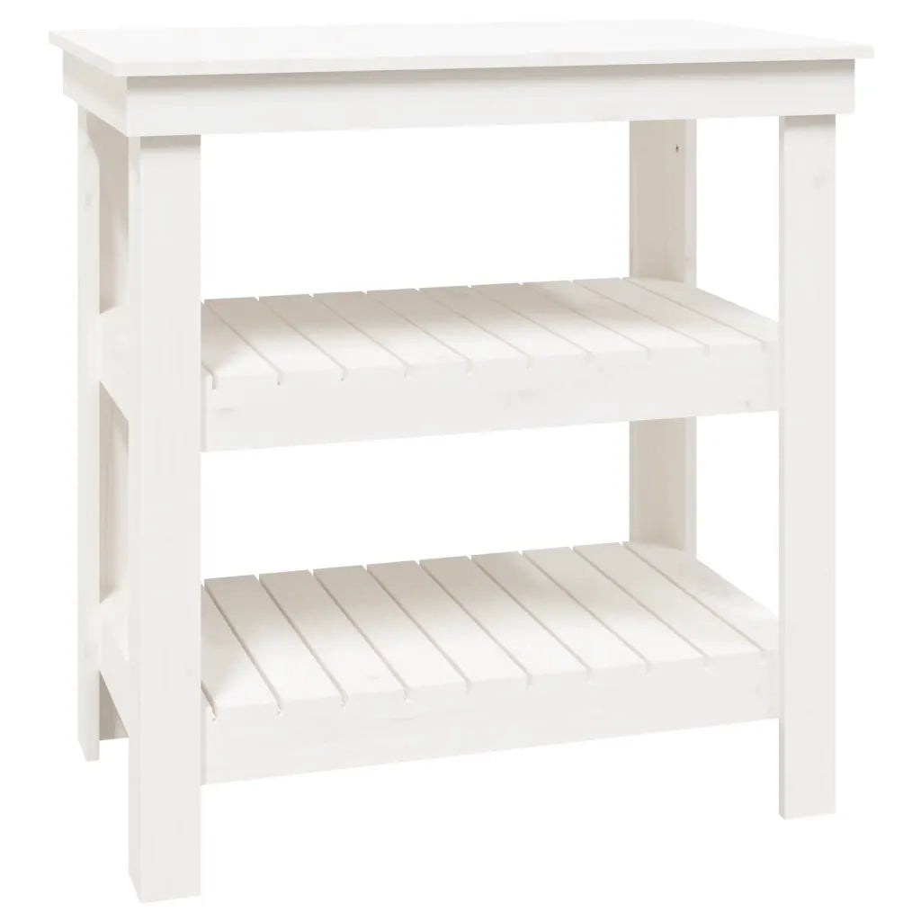 Banco da Lavoro Bianco 78,5x50x80 cm in Legno Massello di Pino 823640
