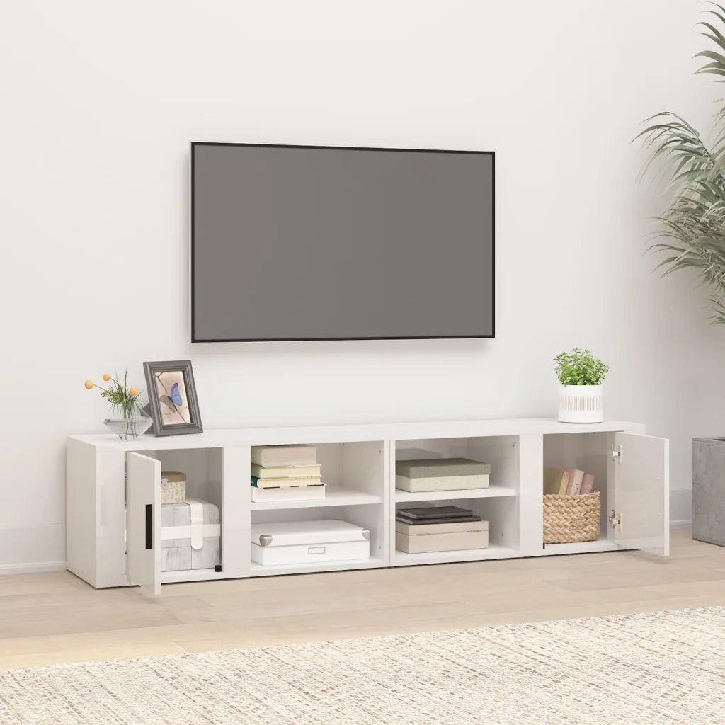 Mobili TV 2 pz | Armadietto TV | Mobile Porta TV Bianco Lucido 80x31,5x36cm in Legno Multistrato