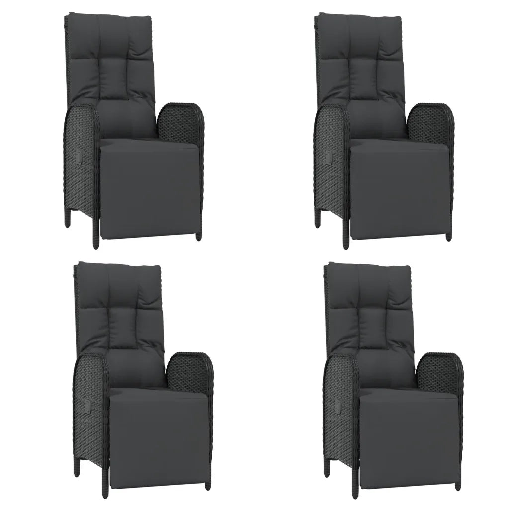Set da Pranzo da Giardino 5 pz Nero con Cuscini in Polyrattan 3185061