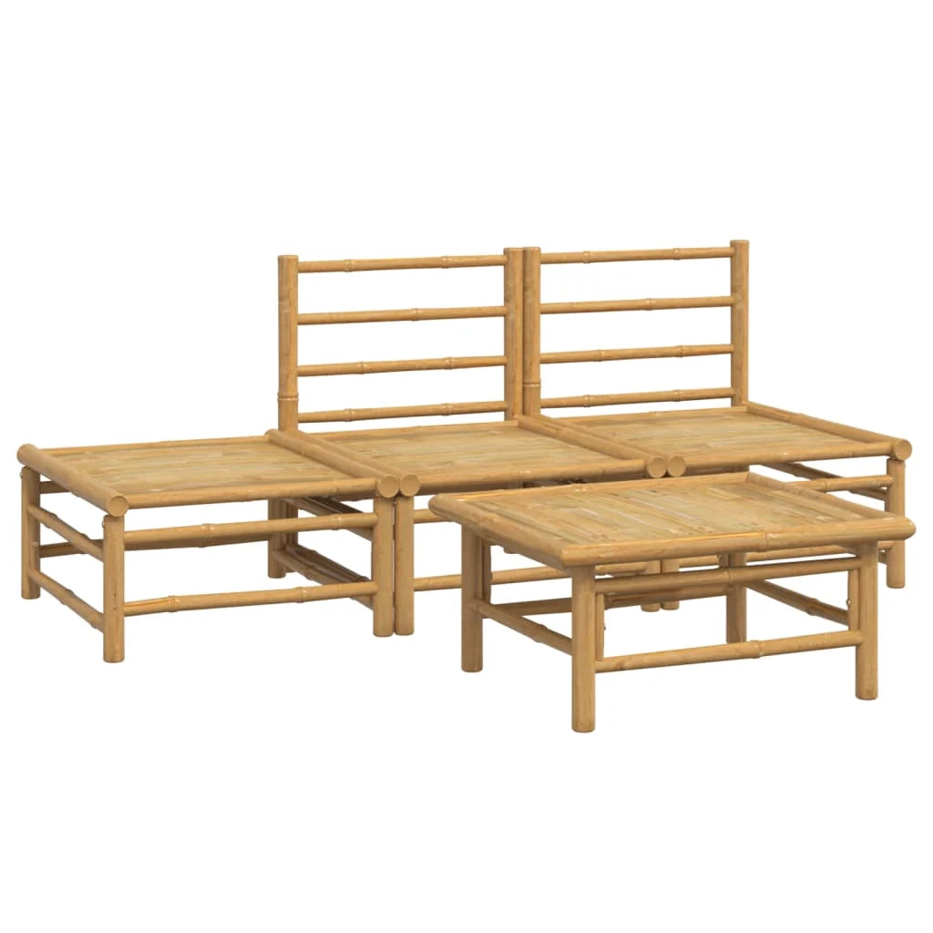 Set di mobili da giardino per esterni 4 pezzi con cuscini in bambù grigio chiaro 02_0016133