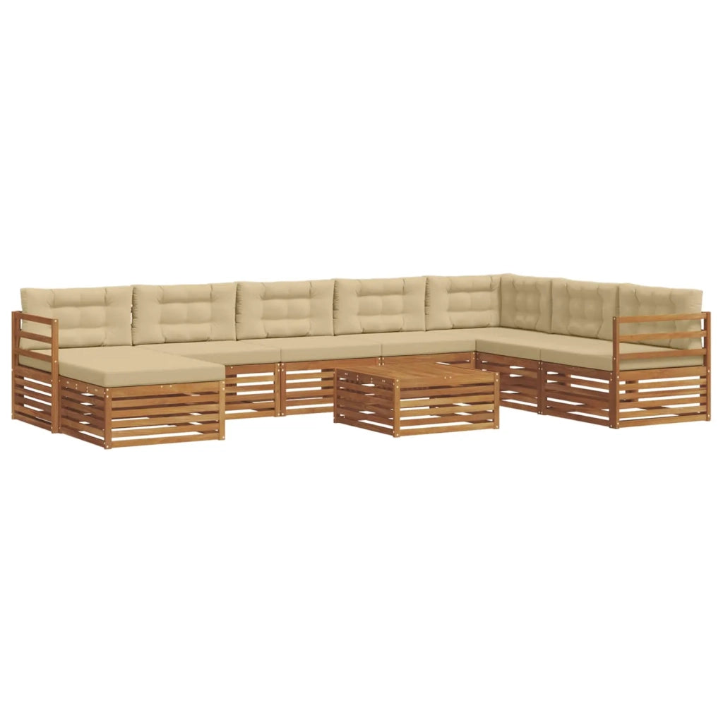 Set di divani da esterno con cuscino 9 pcs Naturale e Beige