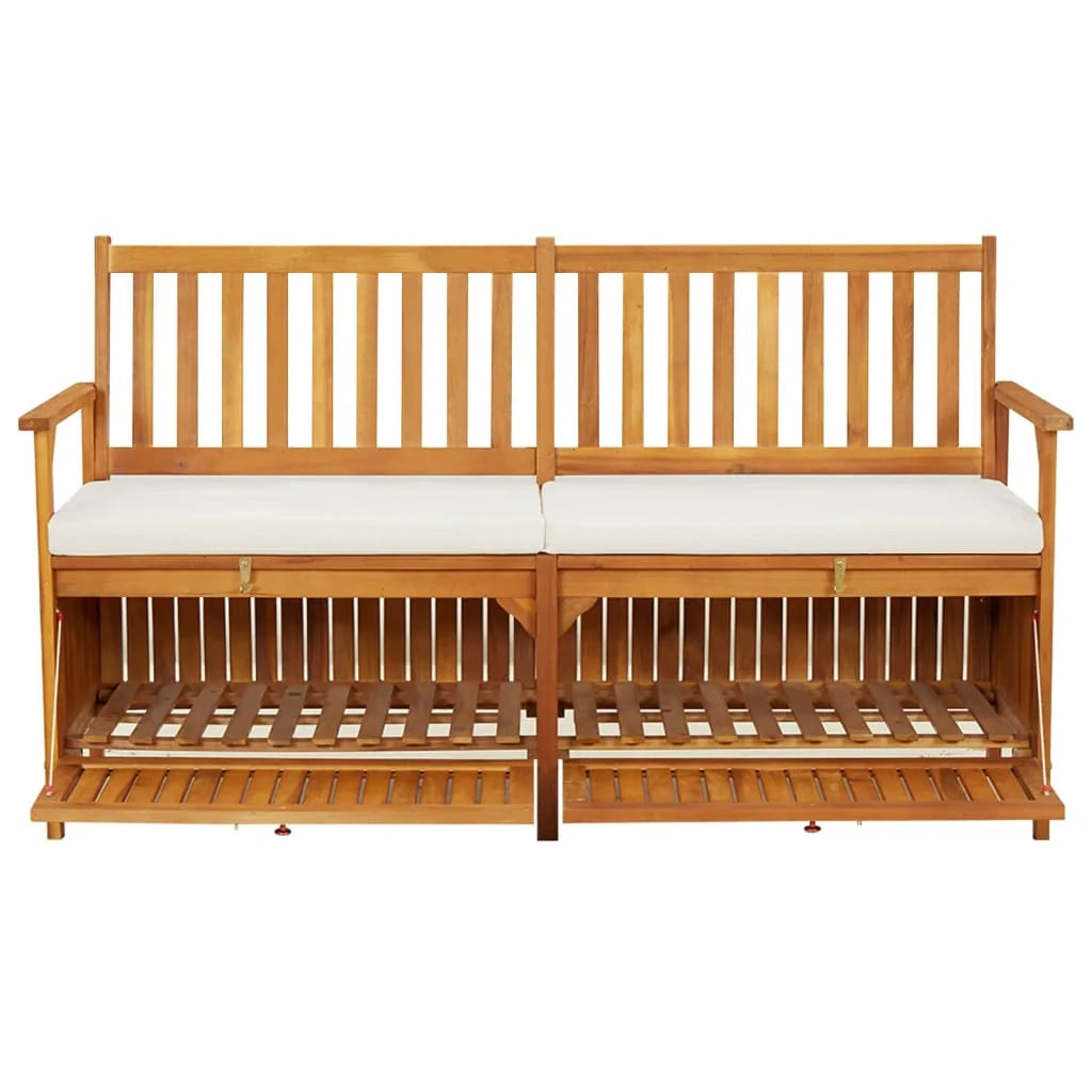 Panca da giardino mobili da esterno per patio panca contenitore da terrazza con cuscino 148 cm legno massello di acacia 02_0011798