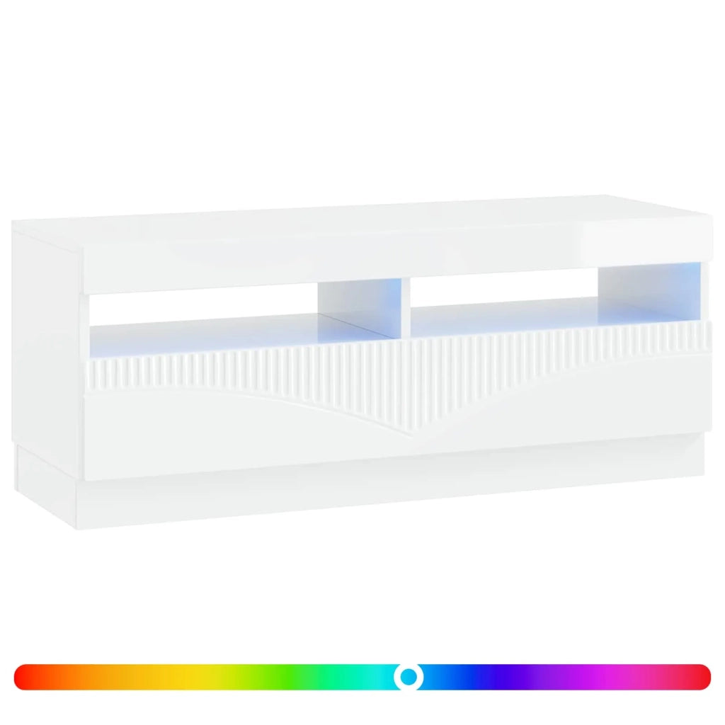 Mobile TV LED Bianco Lucido Legno ingegnerizzato 897429