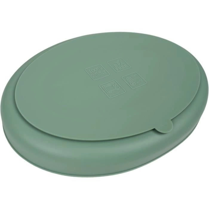 Piatto a ventosa - THERMOBABY - Silicone - Verde Cactus - A scomparti e antiscivolo