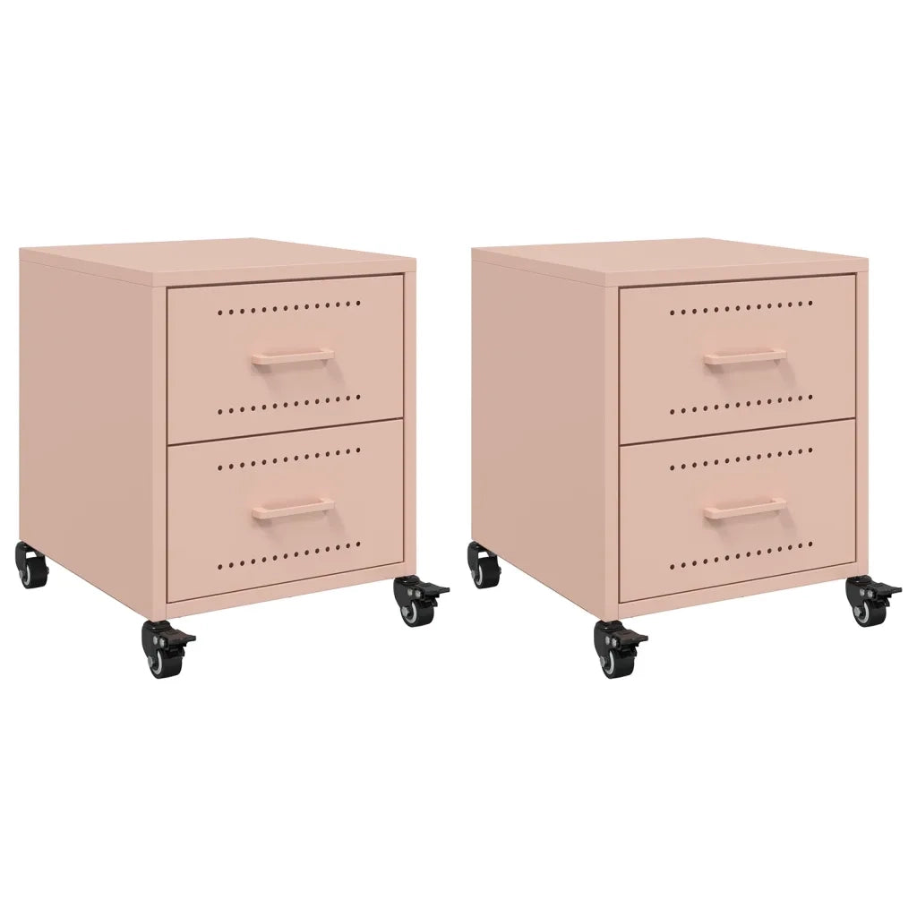 Comodini 2 pz-Set di 2 Tavolino da notte Rosa 36x39x43,5 cm in Acciaio 899840
