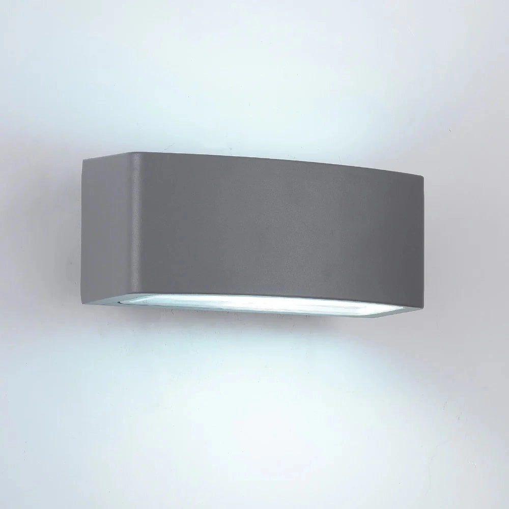 Applique da Esterno Biemissione IP65 E27 60W – Lampada da Parete Rettangolare in Alluminio Bianco, Nero o Grigio per Giardino, Terrazza, Facciate Colore: Grigio