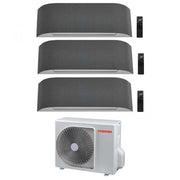 Climatizzatore Condizionatore Toshiba Trial Split Inverter serie HAORI 10000+10000+10000 (9000+9000+9000) con RAS-3M18U2AVG-E Wi-Fi Integrato Grigio Scuro 10+10+10 (9+9+9) - NOVITA'