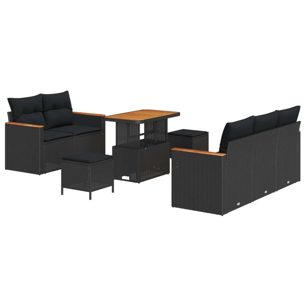 Set Divano da Giardino 8 pcs Nero polyrattan 3362989