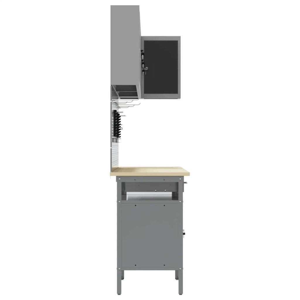 Set di mobili da lavoro con cassetto 10 pcs Nero e Grigio 3321520