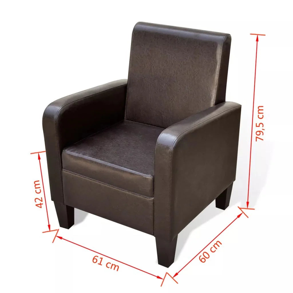 Poltrona poltrona poltrona lounge design club divano soggiorno similpelle marrone 1102056/3