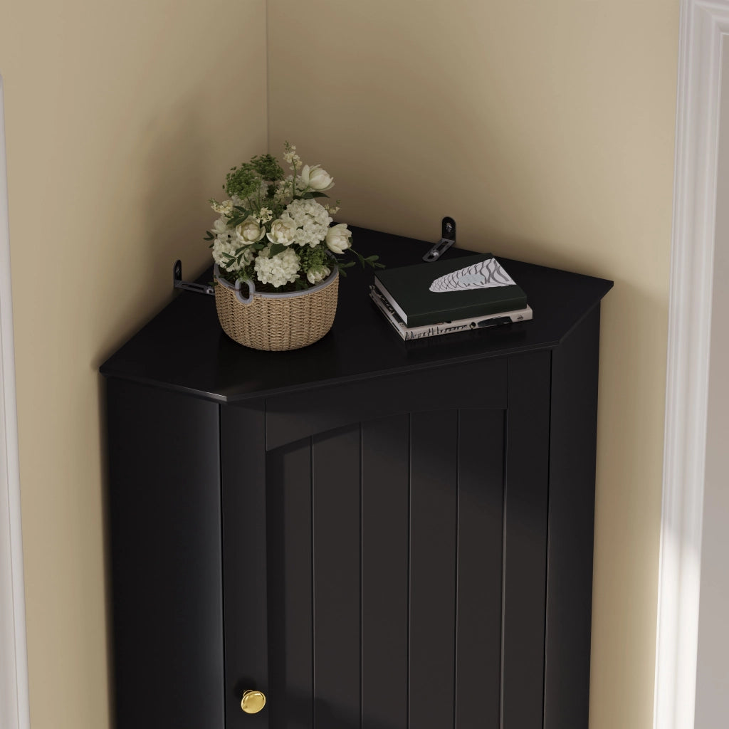Armadio angolare 42x42x166 cm con ripiani regolabili in MDF nero