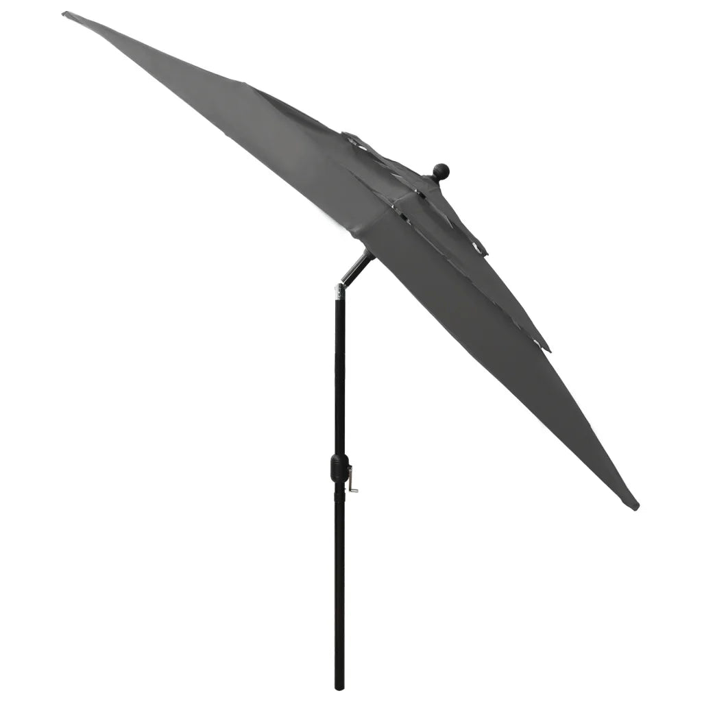 Ombrellone a 3 Livelli con Palo in Alluminio Antracite 2,5x2,5m 313838