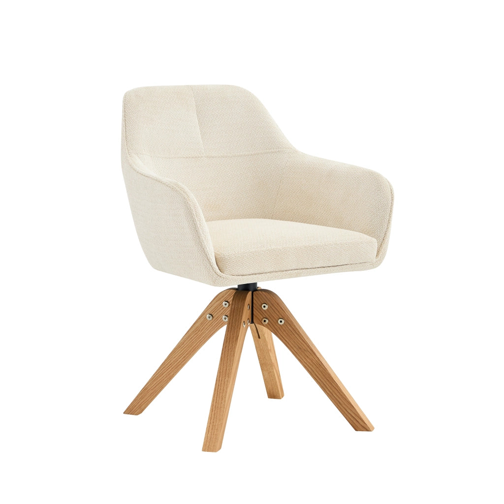 SEDIA da pranzo girevole 82 cm tessuto beige legno massello Set da 2 pezzi