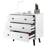 Mobile a 4 cassetti moderno con dispositivo antiribaltamento, Armadio contenitore in legno per soggiorno Bianco-Cassettiere