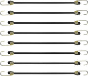Set di 8 cinture elastiche 25 cm con grappini robusti - ideale per fissare vele e carichi, per il trasporto in e fuori casa - nero.