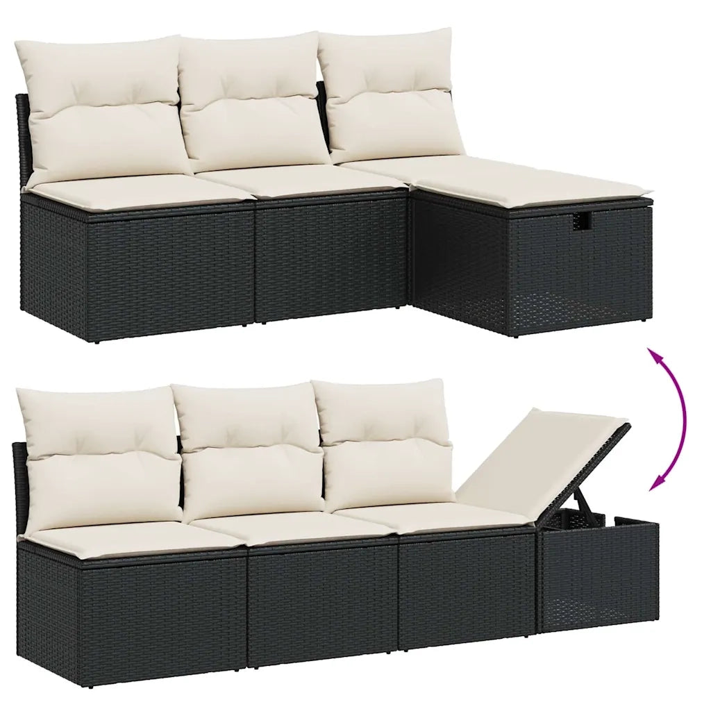 Set Divani da Giardino con Cuscini 8 pz Nero in Polyrattan 3276150