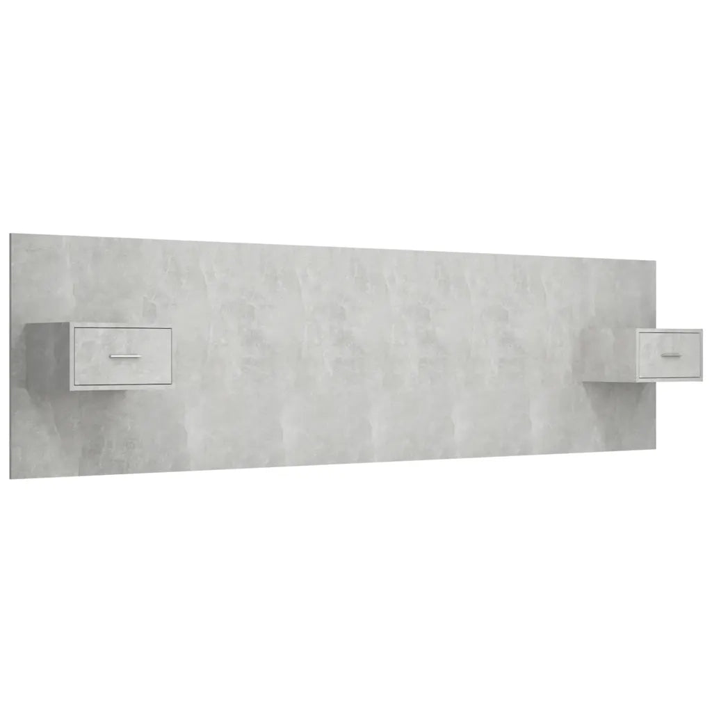 Testiera Letto con Comodini-Testiera con Contenitore in Legno Multistrato Grigio Cemento 247520