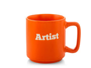 Tazza in Ceramica arancione con Scritta "Artist"  Capacità 320 cc