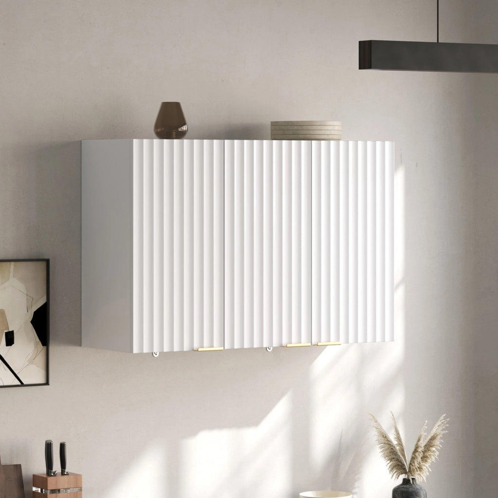 Armadietto pensile a 3 ante in MDF bianco 90 x 29 x 60 cm