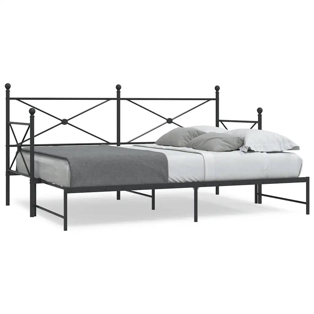Divano Letto Estraibile senza Materasso Nero 90x190 cm Acciaio 4104674