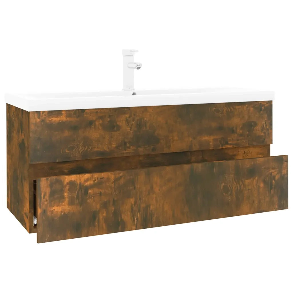 Mobile Bagno con Lavabo Integrato Rovere Fumo Legno Multistrato 3152885