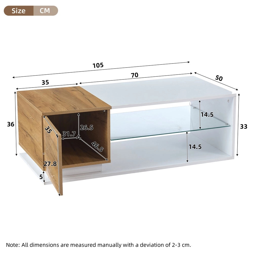 Tavolino da Caff¨¨ con LED e Vano Contenitore ¨C MINIMAL ¨C Lucido, 105x50x36 cm