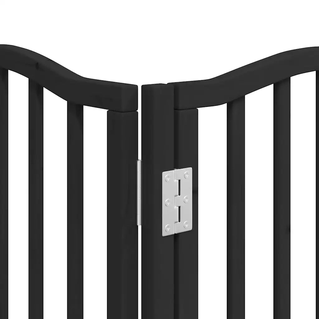 Cancello per Cani Porta Pieghevole Nero 9 Pannelli 450cm Pioppo CFW5480557