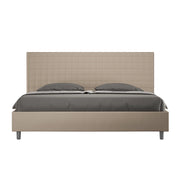 BS COM Letto matrimoniale king size contenitore imbottito 190x190 similpelle tortora