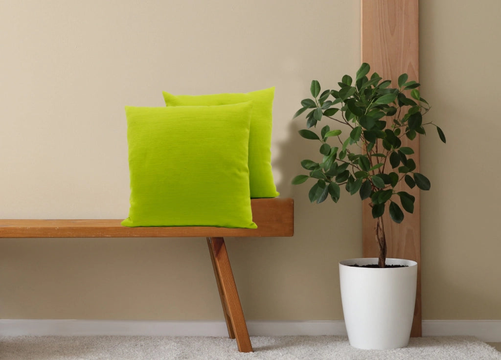 Coppia Cuscini Arredo Imbottiti Tessuto Ottoman In Tinta Unita Colore Verde 29 - 40x40 - Verde 29