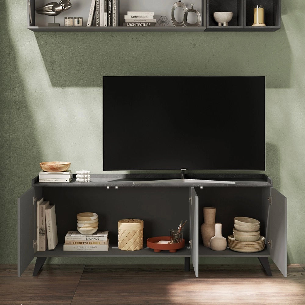 Mobile porta Tv 3 ante Polan 181x42x72h colore ardesia piombo