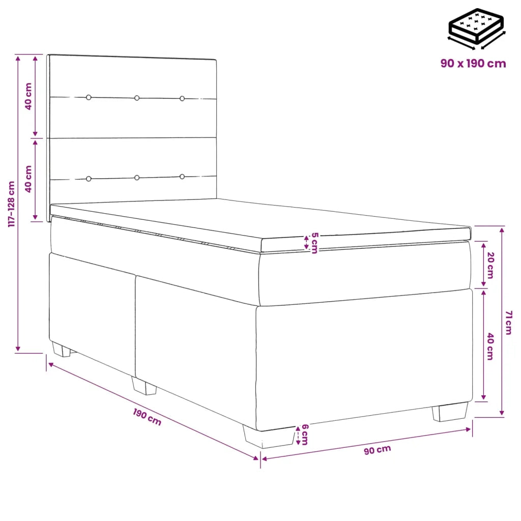 Letto box spring con materasso Marrone Scuro 90 x 190 cm 3453300