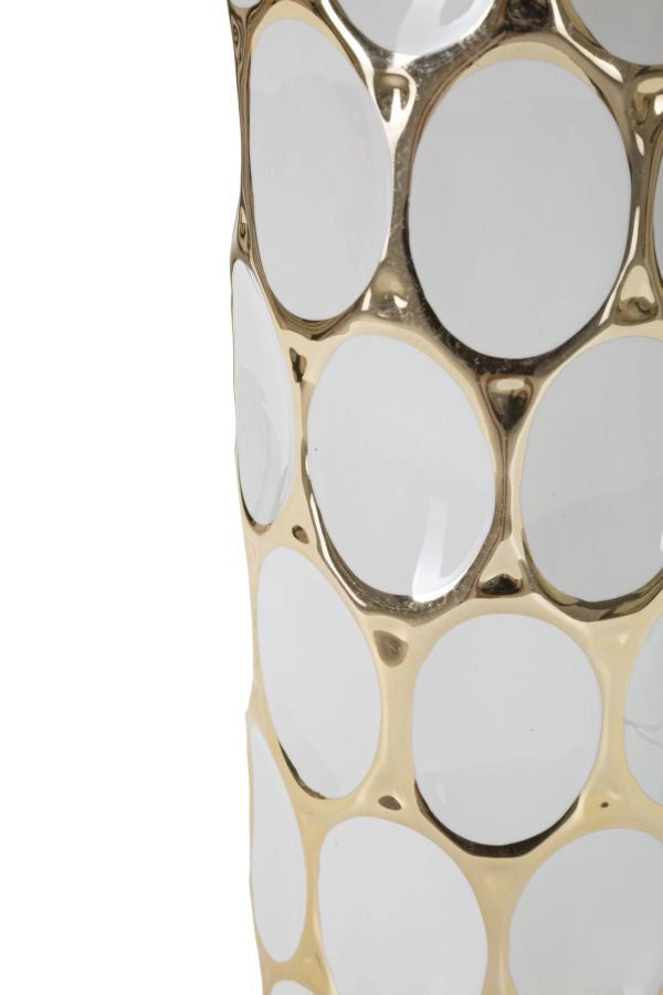 Lampada da Tavolo Glam Carv 34,5x56x34,5 cm in Ceramica Bianco/Oro