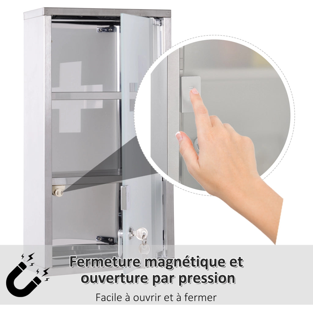 Armadietto da farmacia con ante in vetro ¨C Minimal ¨C acciaio inox 25x12x48 cm