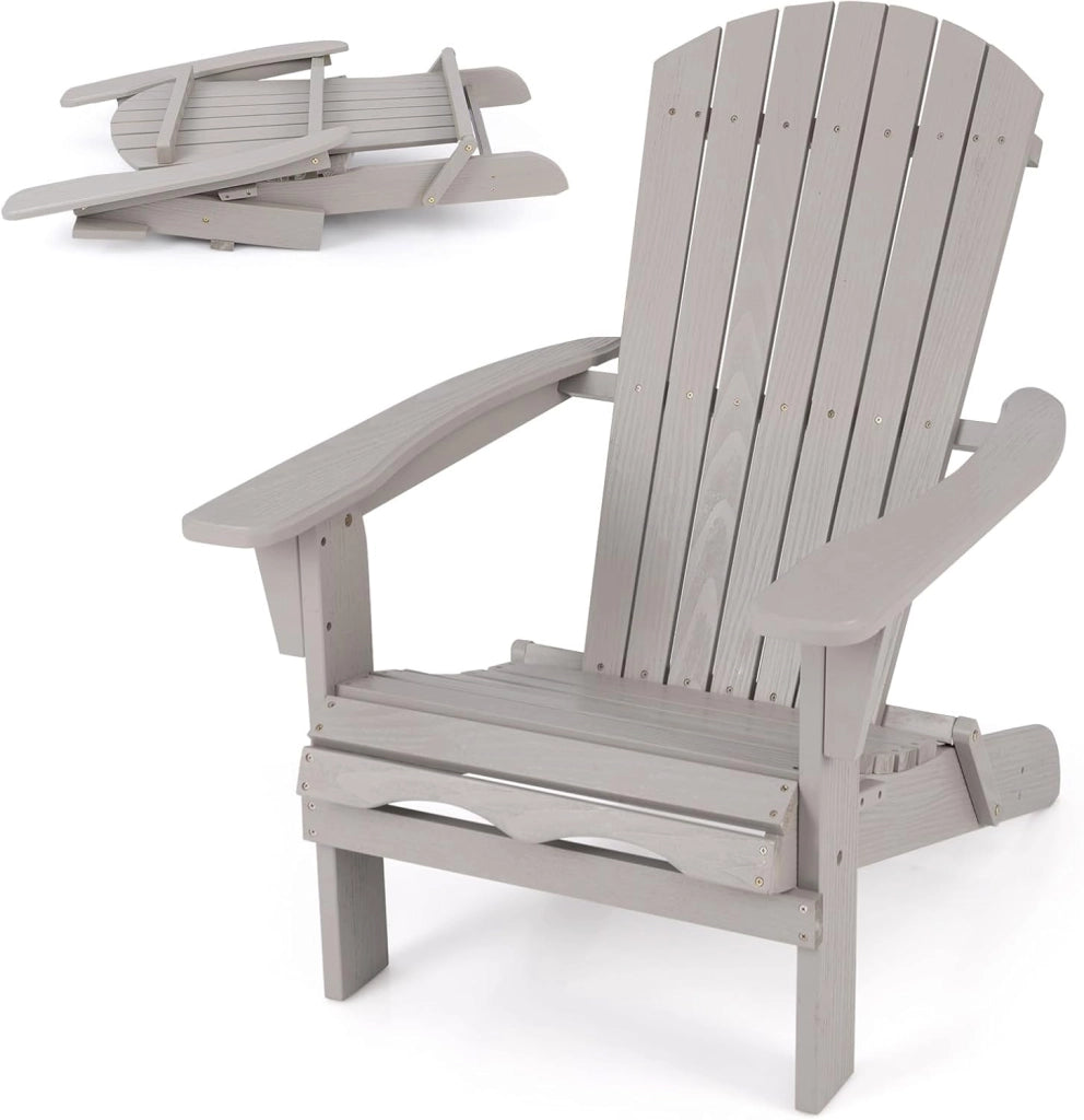 Set di 2/4 Sedie Adirondack Pieghevoli, Sedia da Esterno con Telaio in Legno di Abete, Schienale Alto e Braccioli Ergonomici, Sedia Adirondack per Patio Giardino Cortile Campeggio (1, Giallo)