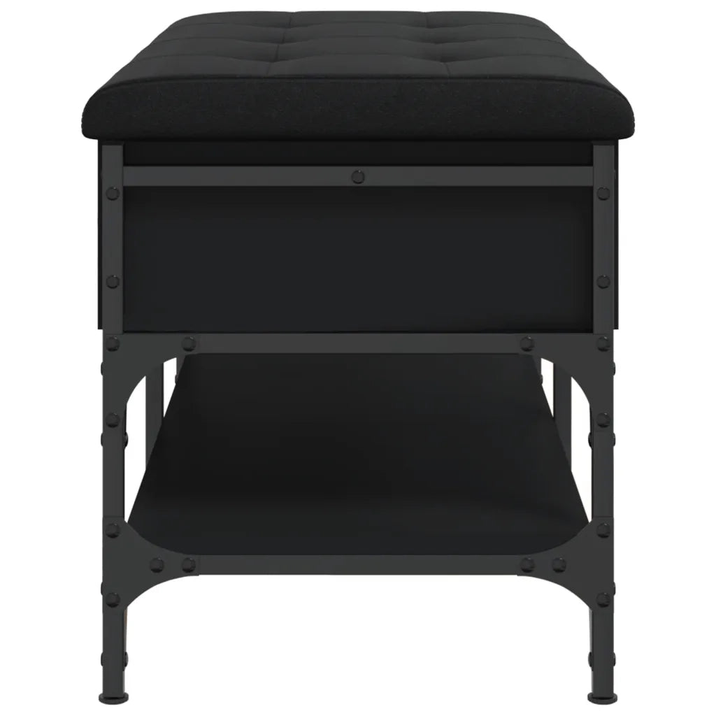 Panca Porta Scarpe-Sgabello-Panca Scarpiera Nera 82x42x45 cm in Legno Multistrato