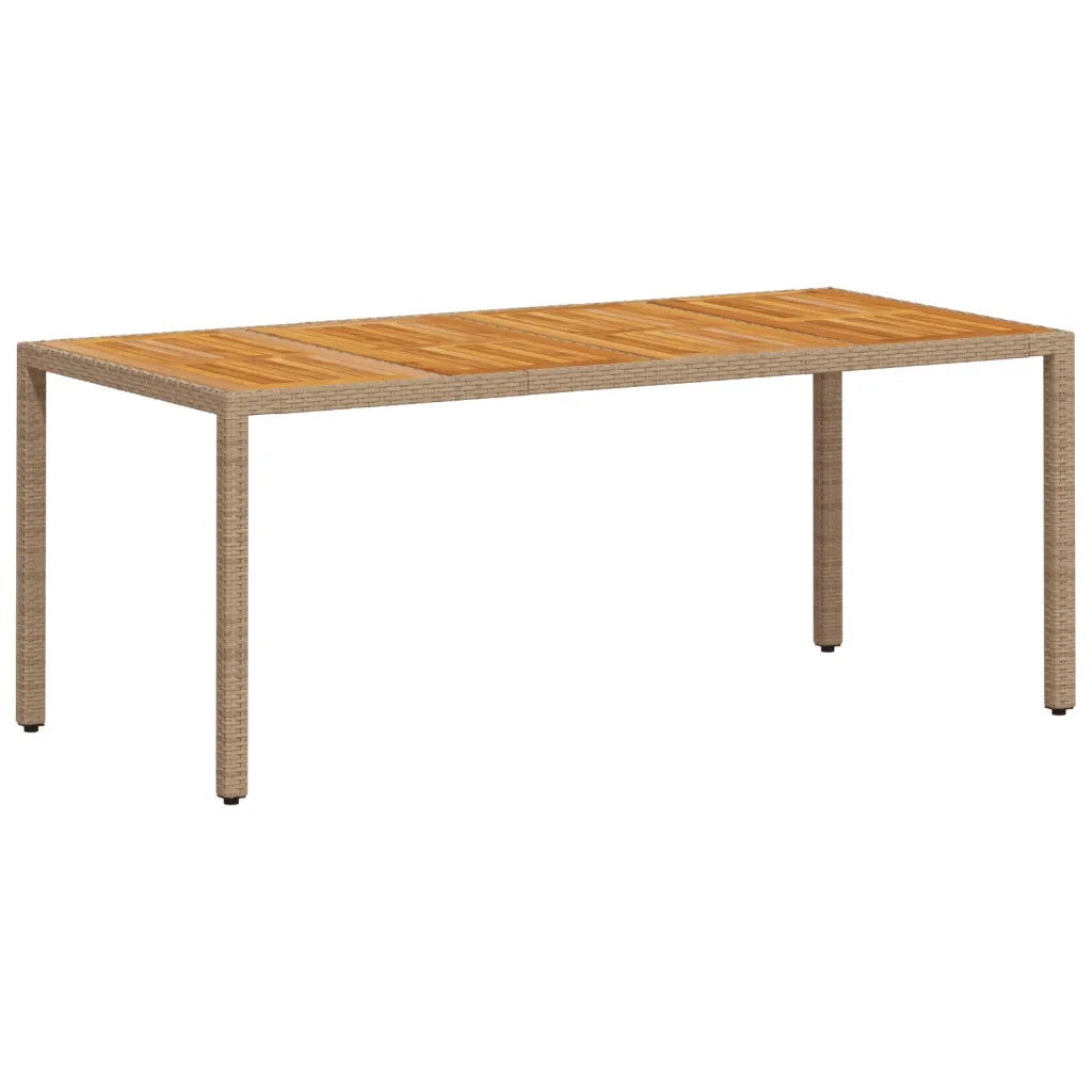 Tavolo da Giardino Beige 190x90x75cm Polyrattan Legno di Acacia 368130