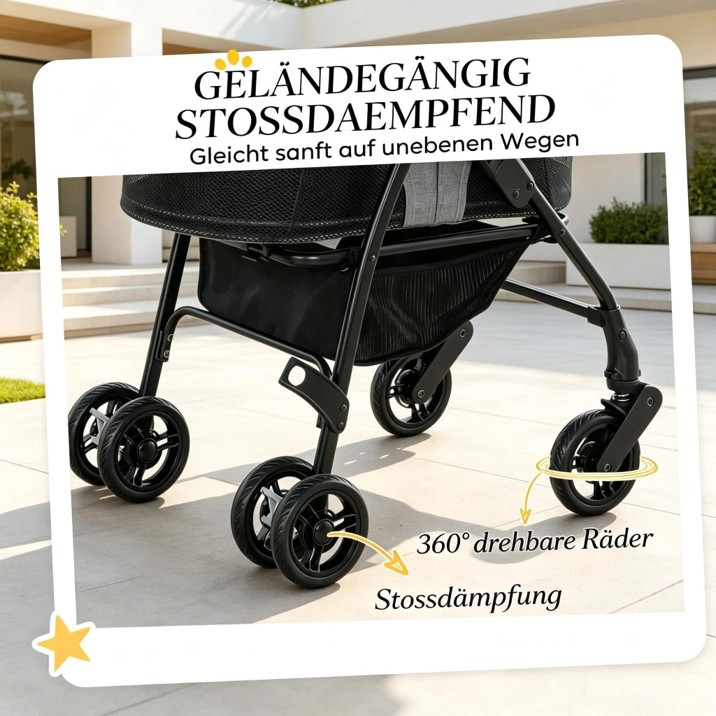 PASSEGGINO PER CANI 3 IN 1 Grigio in tessuto Oxford 69x47x101 cm