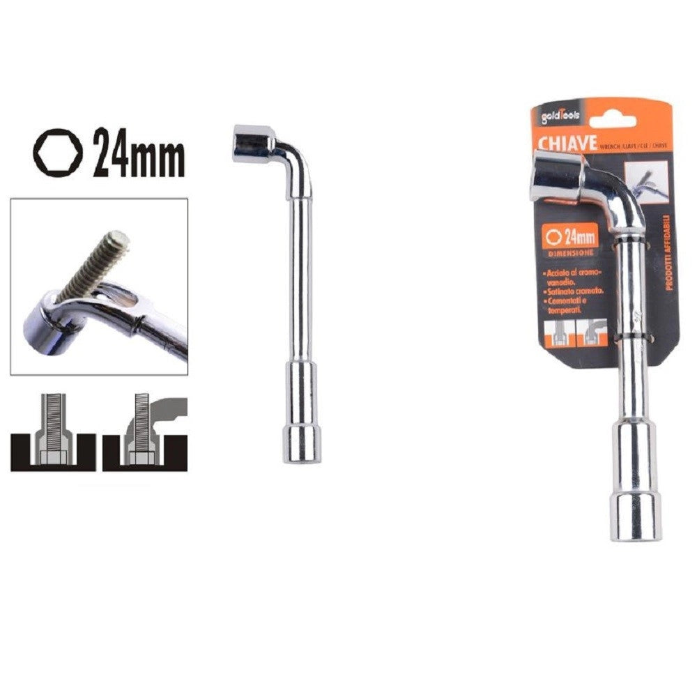Trade Shop - Chiave Tipo L Bussola 24mm Bocca Esagonale Cromo Vanadio Acciaio 91632 Ferramenta -