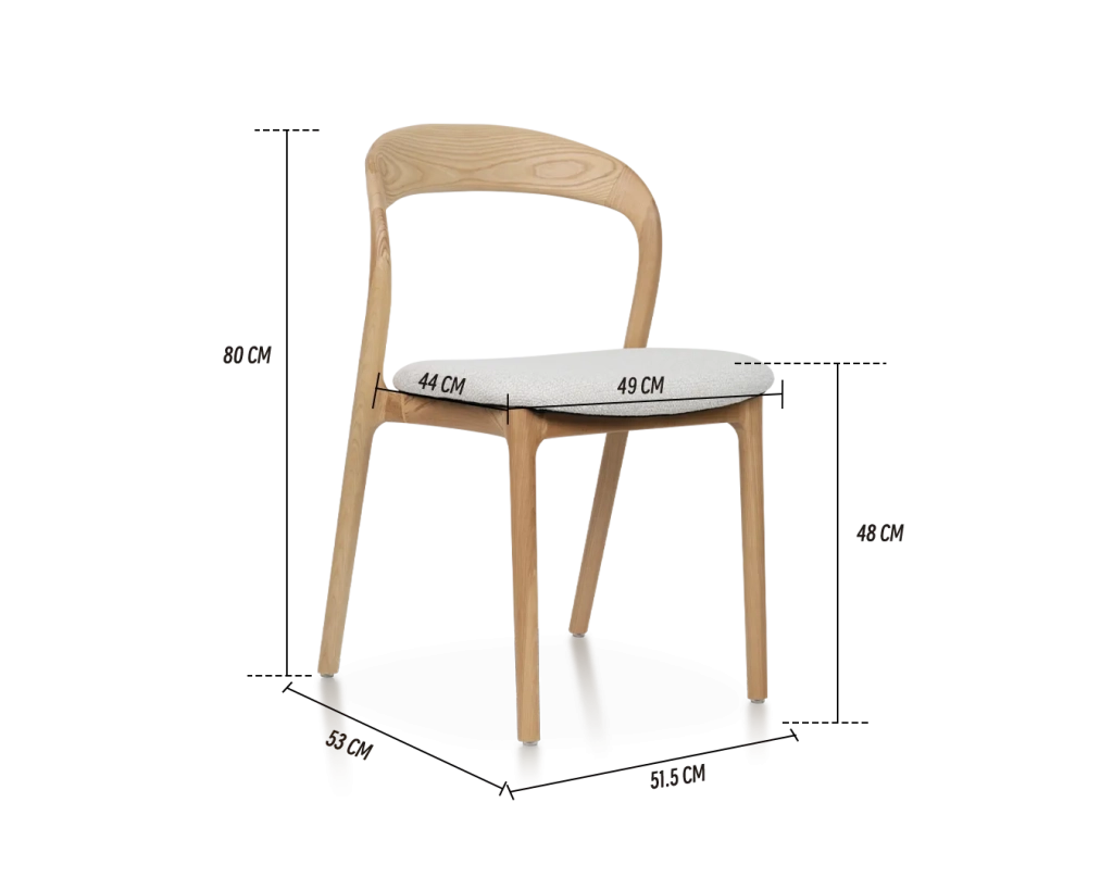 Sedia in legno Cameron, colore naturale/bianco sporco
