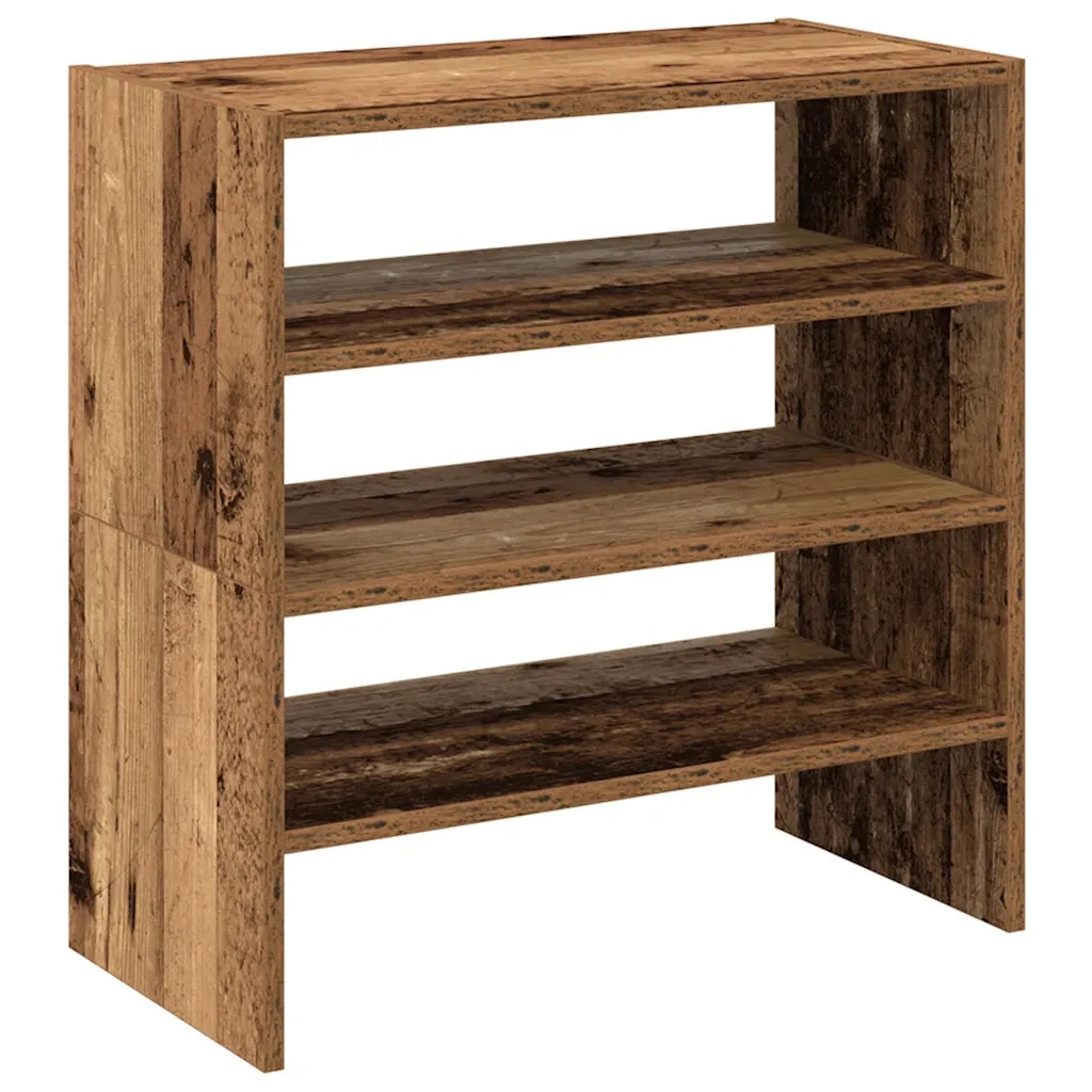 Scarpiere 2 pz Impilabili-Set di 2 Scaffale per scarpe Legno Antico 60x30x30,5 cm
