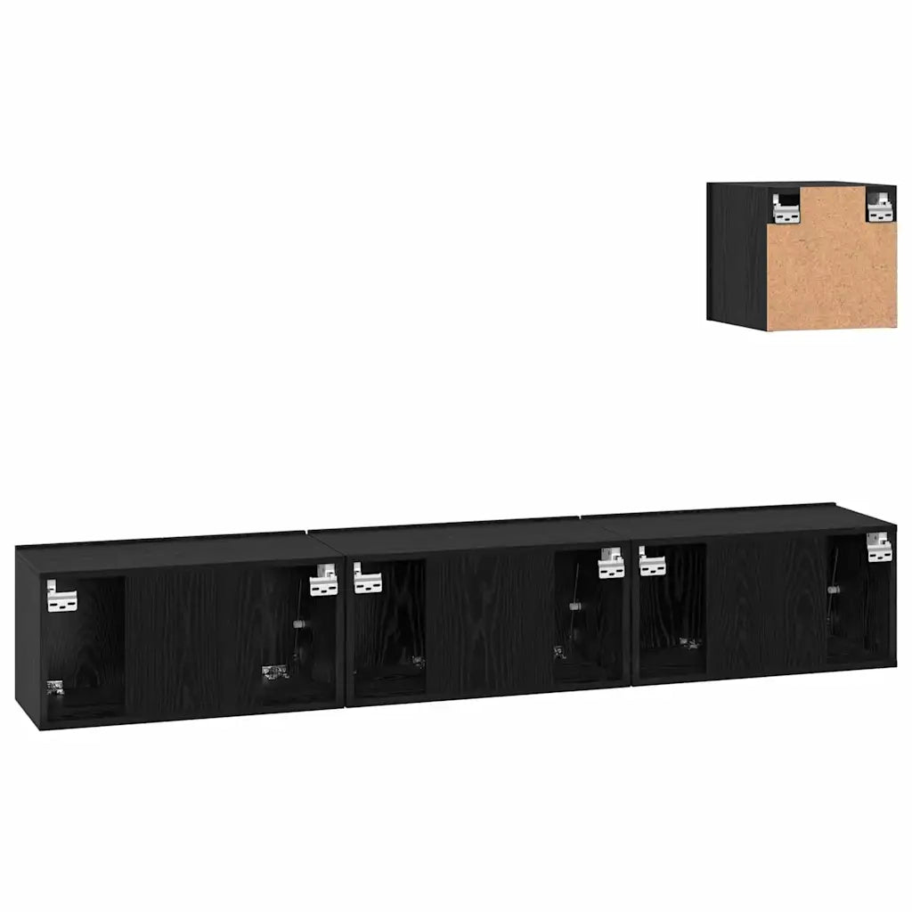 Set mobile TV 4 pcs Rovere Nero Legno multistrato 3393148