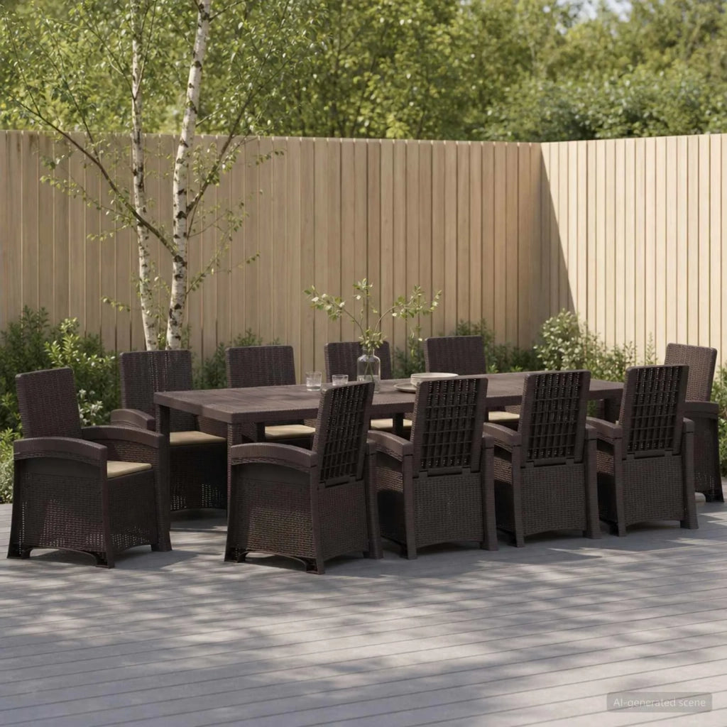 Set da Pranzo per Giardino 11 pz Marrone e Tortora PP 3430173