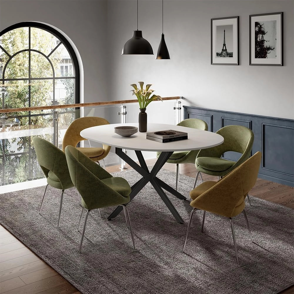 tavolo da pranzo allungabile Loyd, Bianco/nero, 120 x 76.5 cm Estensibile